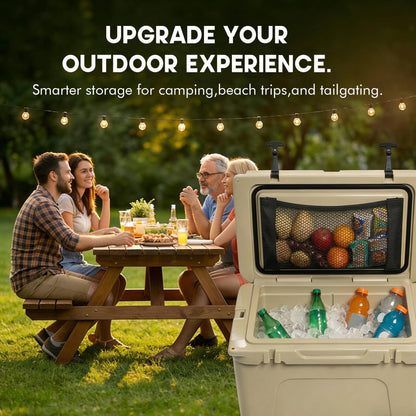 Cooler Net for Dry Storage & Organization - Compatible with YETI, RTIC, Ninja, Igloo, Coleman Hard Coolers - Ideal for Camping, Hiking, Fishing