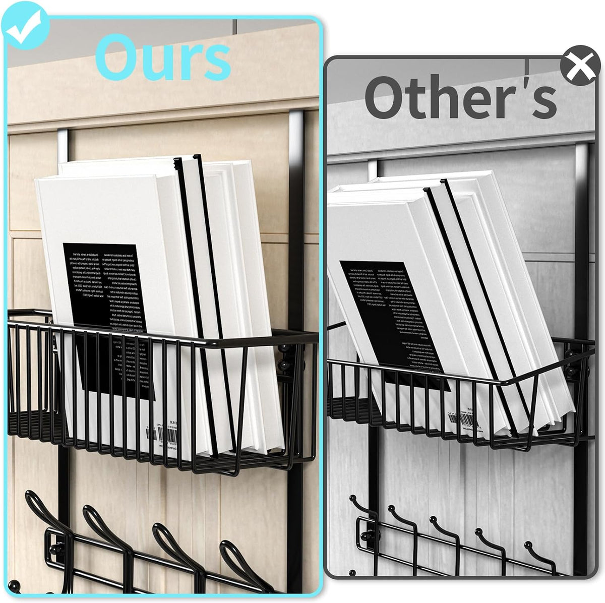 Over The Door Hooks Organizer,Over Door Hanger Towel Rack Mesh Basket with 12 Hooks,Back of Door Storage Organizer for Bedroom,Bathroom,Kitchen,Office(Black)