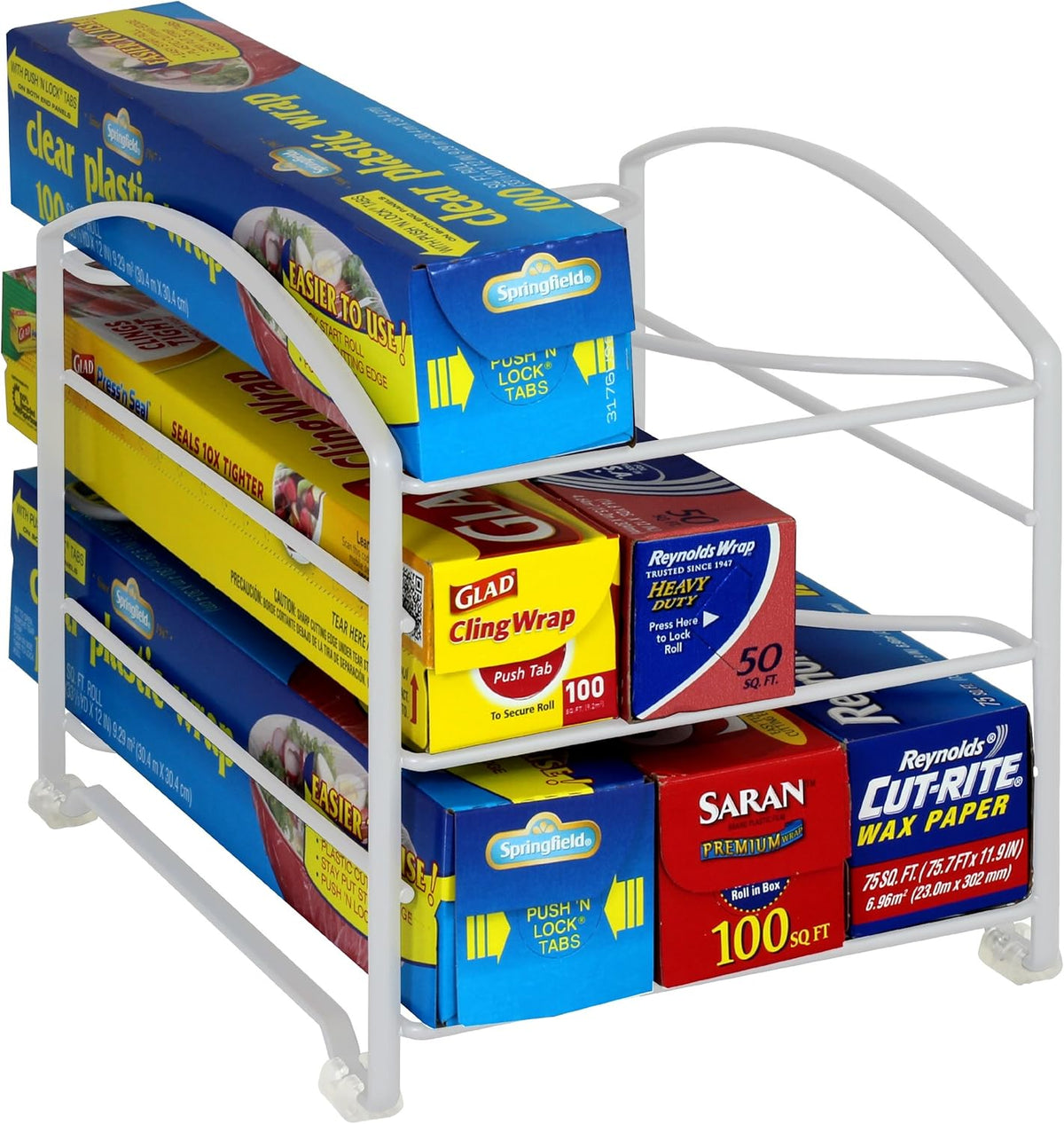 Wrap Organizer Rack for Kitchen Cabinet, 3 Tier, Bronze