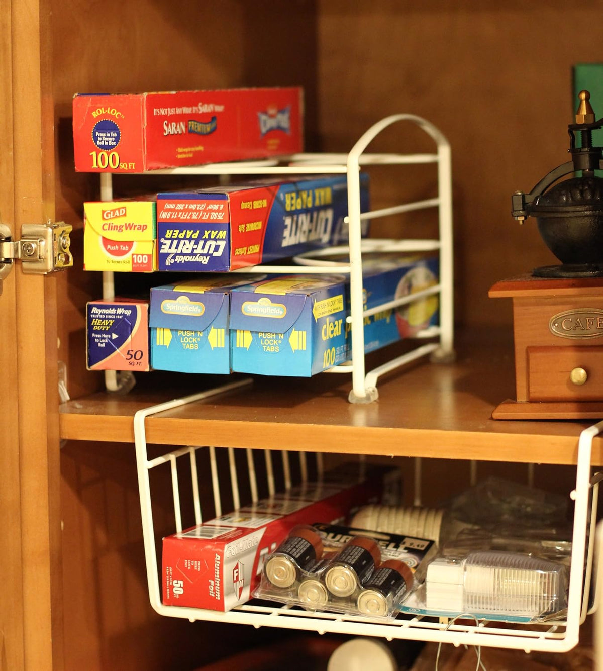 Wrap Organizer Rack for Kitchen Cabinet, 3 Tier, Bronze