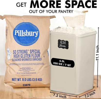 SUPPLIES 2 PC [7 Qt / 6.5L / 220 Oz] Large Food Storage Containers with Lids Airtight - BPA Free Clear Plastic Kitchen and Pantry Storage Containers for Cereal, Flour, Sugar, Rice