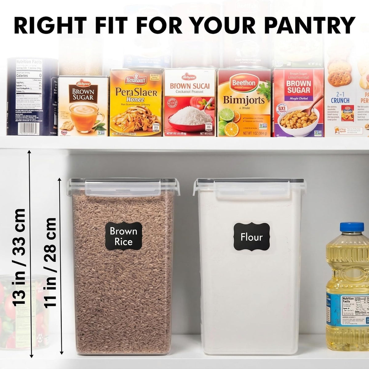 SUPPLIES 2 PC [7 Qt / 6.5L / 220 Oz] Large Food Storage Containers with Lids Airtight - BPA Free Clear Plastic Kitchen and Pantry Storage Containers for Cereal, Flour, Sugar, Rice