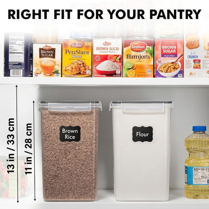 SUPPLIES 2 PC [7 Qt / 6.5L / 220 Oz] Large Food Storage Containers with Lids Airtight - BPA Free Clear Plastic Kitchen and Pantry Storage Containers for Cereal, Flour, Sugar, Rice