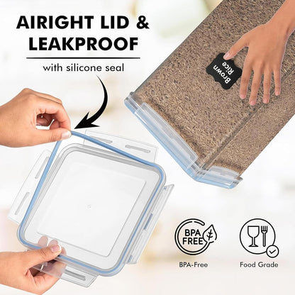 SUPPLIES 2 PC [7 Qt / 6.5L / 220 Oz] Large Food Storage Containers with Lids Airtight - BPA Free Clear Plastic Kitchen and Pantry Storage Containers for Cereal, Flour, Sugar, Rice