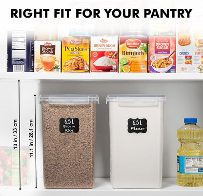 SUPPLIES 2 PC [7 Qt / 6.5L / 220 Oz] Large Food Storage Containers with Lids Airtight - BPA Free Clear Plastic Kitchen and Pantry Storage Containers for Cereal, Flour, Sugar, Rice