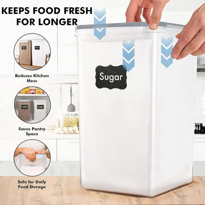 SUPPLIES 2 PC [7 Qt / 6.5L / 220 Oz] Large Food Storage Containers with Lids Airtight - BPA Free Clear Plastic Kitchen and Pantry Storage Containers for Cereal, Flour, Sugar, Rice