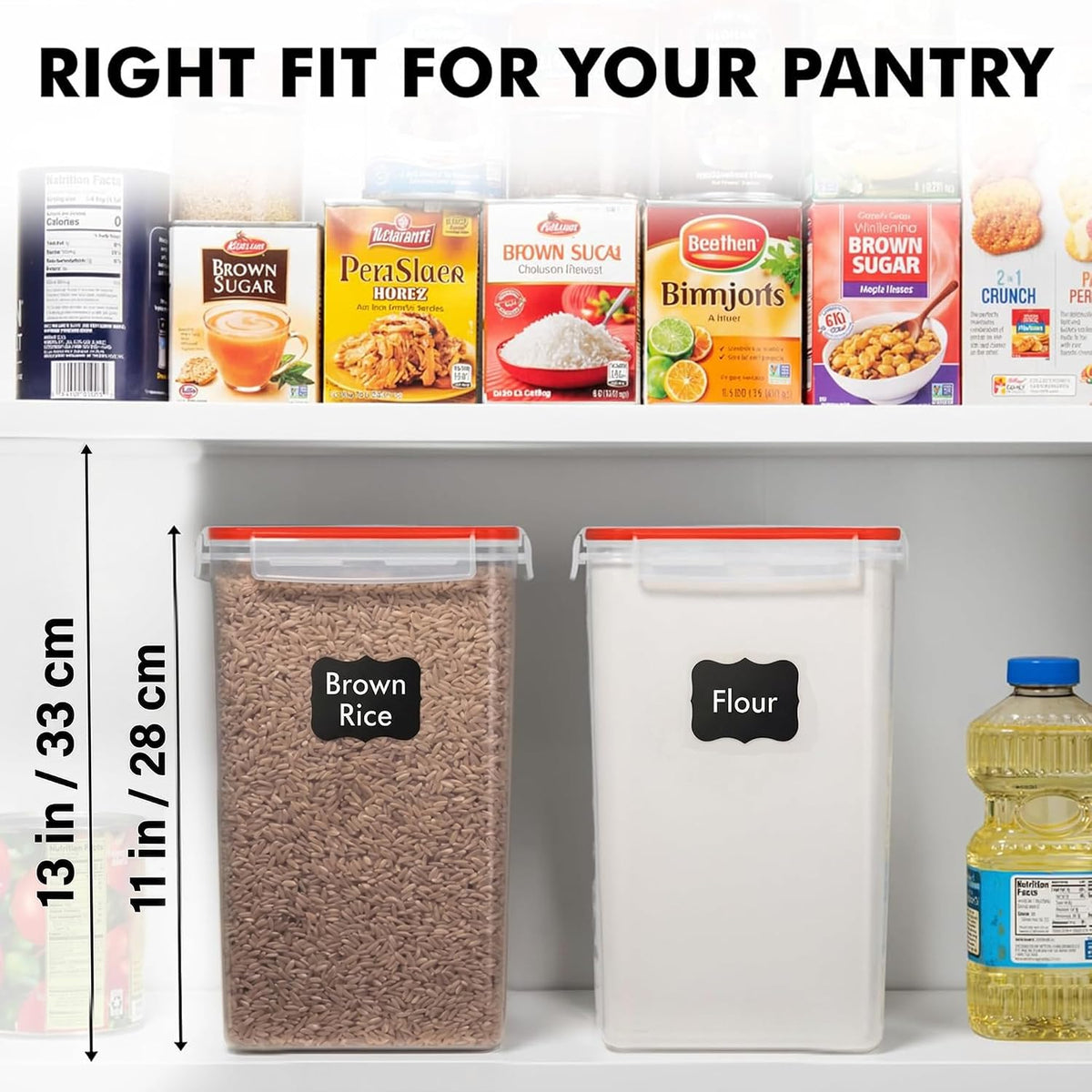SUPPLIES 2 PC [7 Qt / 6.5L / 220 Oz] Large Food Storage Containers with Lids Airtight - BPA Free Clear Plastic Kitchen and Pantry Storage Containers for Cereal, Flour, Sugar, Rice