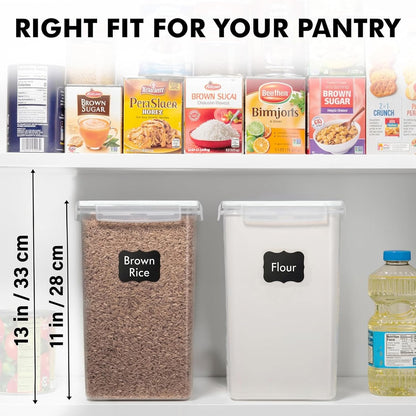 SUPPLIES 2 PC [7 Qt / 6.5L / 220 Oz] Large Food Storage Containers with Lids Airtight - BPA Free Clear Plastic Kitchen and Pantry Storage Containers for Cereal, Flour, Sugar, Rice
