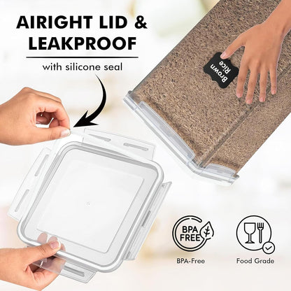 SUPPLIES 2 PC [7 Qt / 6.5L / 220 Oz] Large Food Storage Containers with Lids Airtight - BPA Free Clear Plastic Kitchen and Pantry Storage Containers for Cereal, Flour, Sugar, Rice