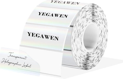 2" Round Transparent Thermal Label Stickers, Holographic Clear Self-Adhesive Direct Thermal Labels, Perforation Line Design& Waterproof- 300 Sheets