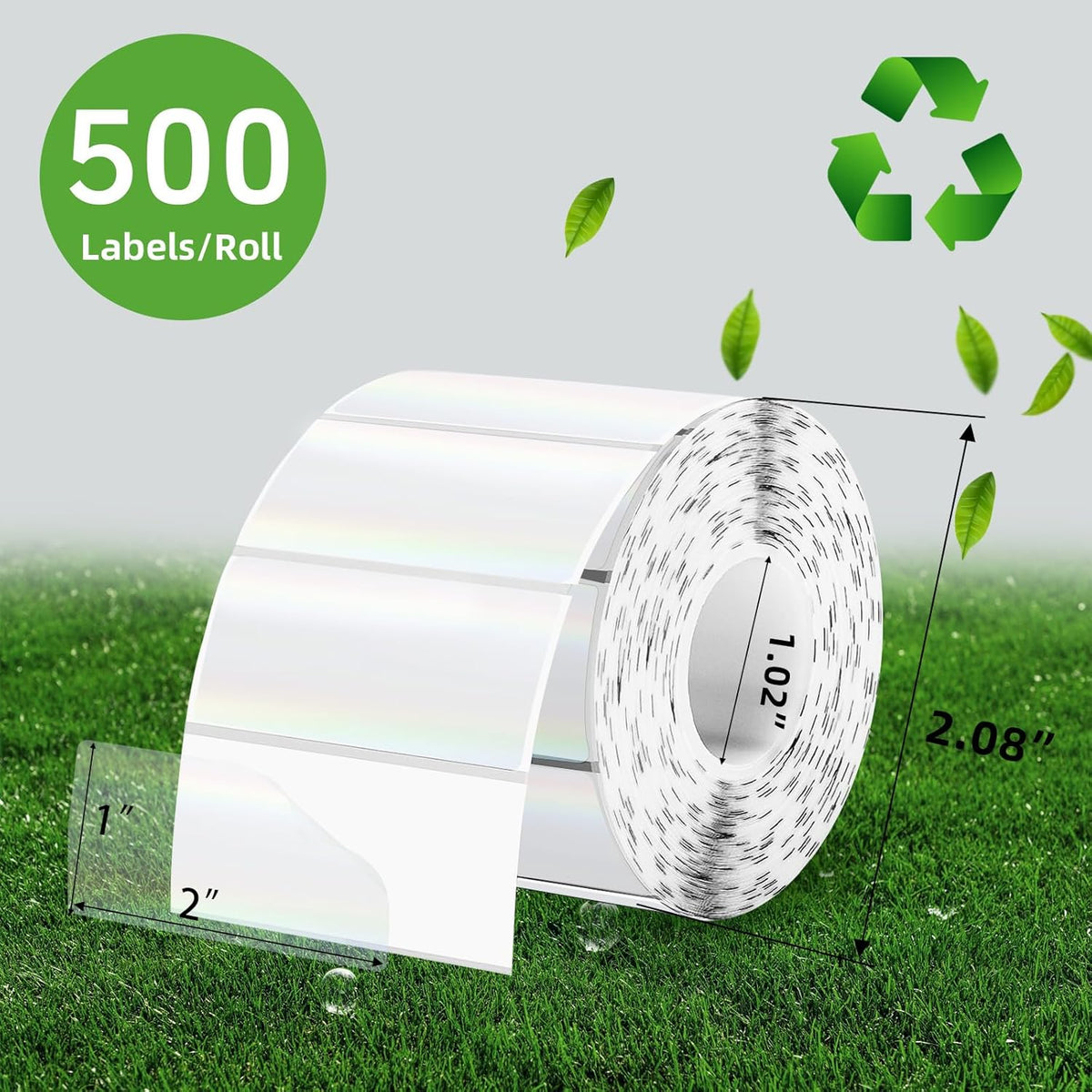 2" Round Transparent Thermal Label Stickers, Holographic Clear Self-Adhesive Direct Thermal Labels, Perforation Line Design& Waterproof- 300 Sheets