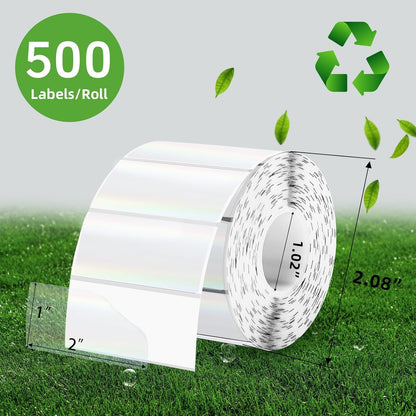 2" Round Transparent Thermal Label Stickers, Holographic Clear Self-Adhesive Direct Thermal Labels, Perforation Line Design& Waterproof- 300 Sheets