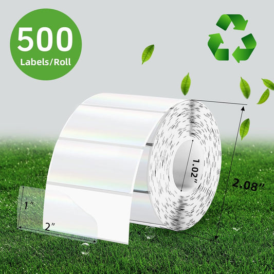 2" Round Transparent Thermal Label Stickers, Holographic Clear Self-Adhesive Direct Thermal Labels, Perforation Line Design& Waterproof- 300 Sheets