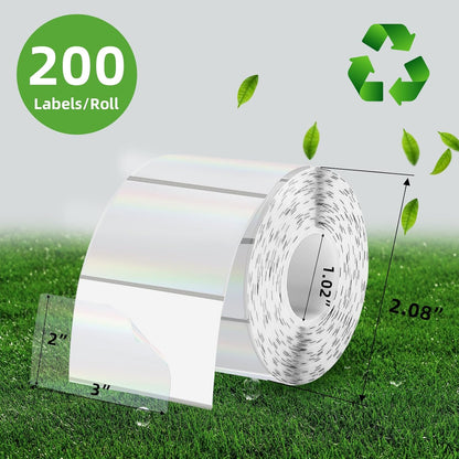 2" Round Transparent Thermal Label Stickers, Holographic Clear Self-Adhesive Direct Thermal Labels, Perforation Line Design& Waterproof- 300 Sheets
