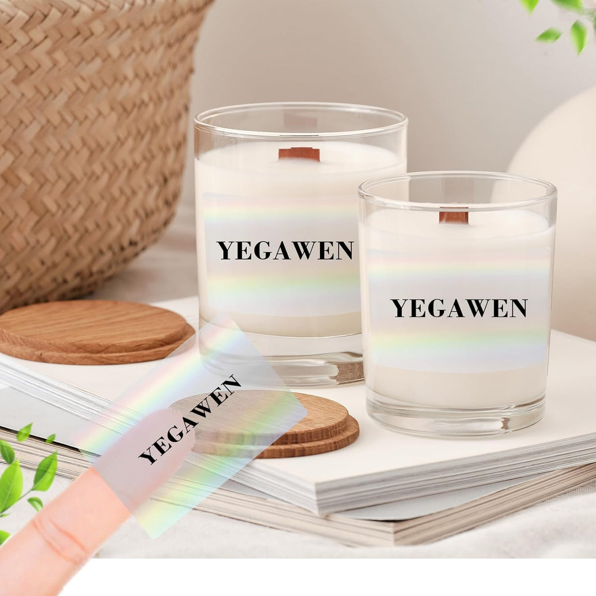 2" Round Transparent Thermal Label Stickers, Holographic Clear Self-Adhesive Direct Thermal Labels, Perforation Line Design& Waterproof- 300 Sheets