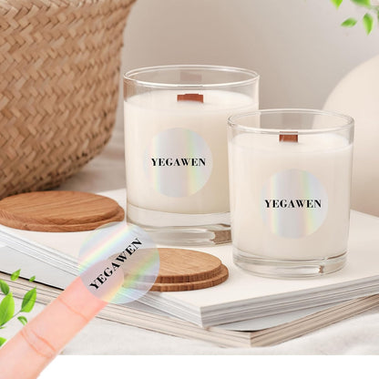 2" Round Transparent Thermal Label Stickers, Holographic Clear Self-Adhesive Direct Thermal Labels, Perforation Line Design& Waterproof- 300 Sheets