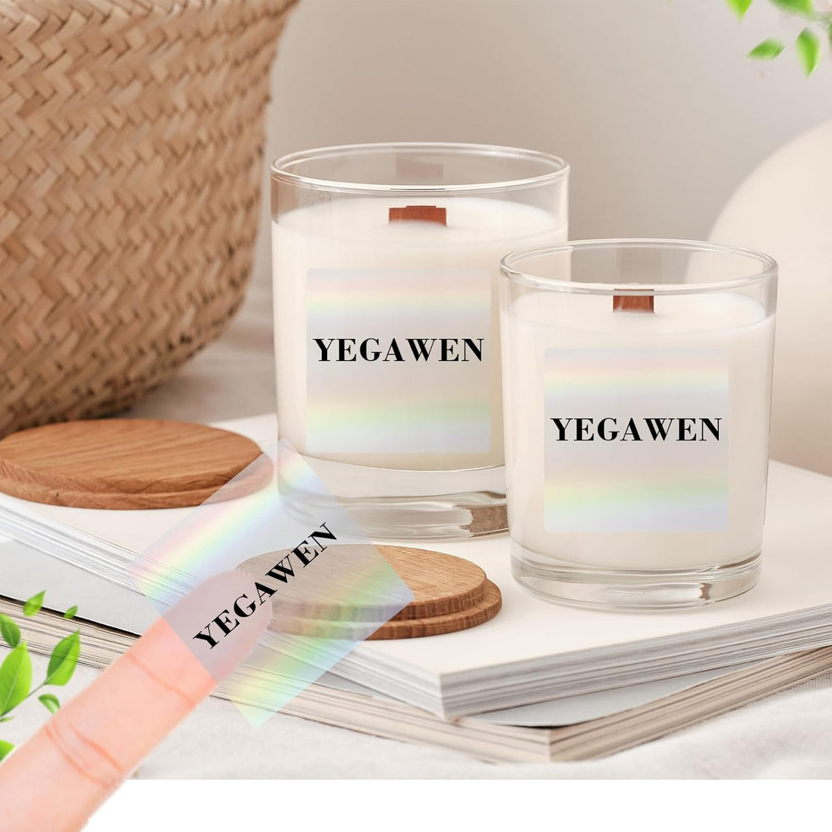 2" Round Transparent Thermal Label Stickers, Holographic Clear Self-Adhesive Direct Thermal Labels, Perforation Line Design& Waterproof- 300 Sheets