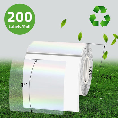 2" Round Transparent Thermal Label Stickers, Holographic Clear Self-Adhesive Direct Thermal Labels, Perforation Line Design& Waterproof- 300 Sheets