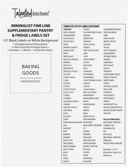 Pantry Labels for Containers - 144 Matte Vinyl Stickers, 2.5 x 2.5 in, Black on White, Water Resistant - Food Labels & Ingredient Stickers for Spice Jars & Baking Organization
