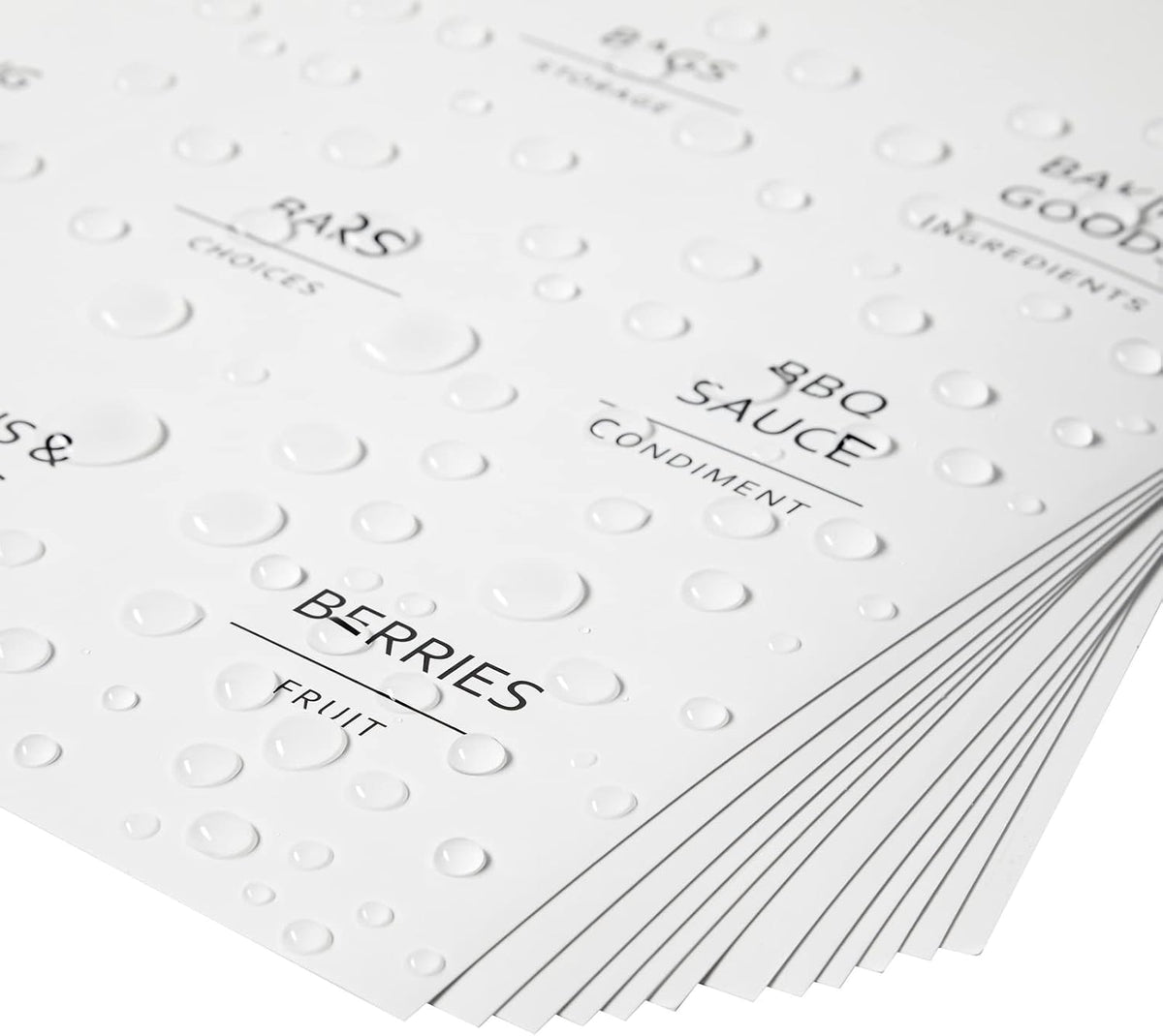 Pantry Labels for Containers - 144 Matte Vinyl Stickers, 2.5 x 2.5 in, Black on White, Water Resistant - Food Labels & Ingredient Stickers for Spice Jars & Baking Organization