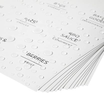 Pantry Labels for Containers - 144 Matte Vinyl Stickers, 2.5 x 2.5 in, Black on White, Water Resistant - Food Labels & Ingredient Stickers for Spice Jars & Baking Organization