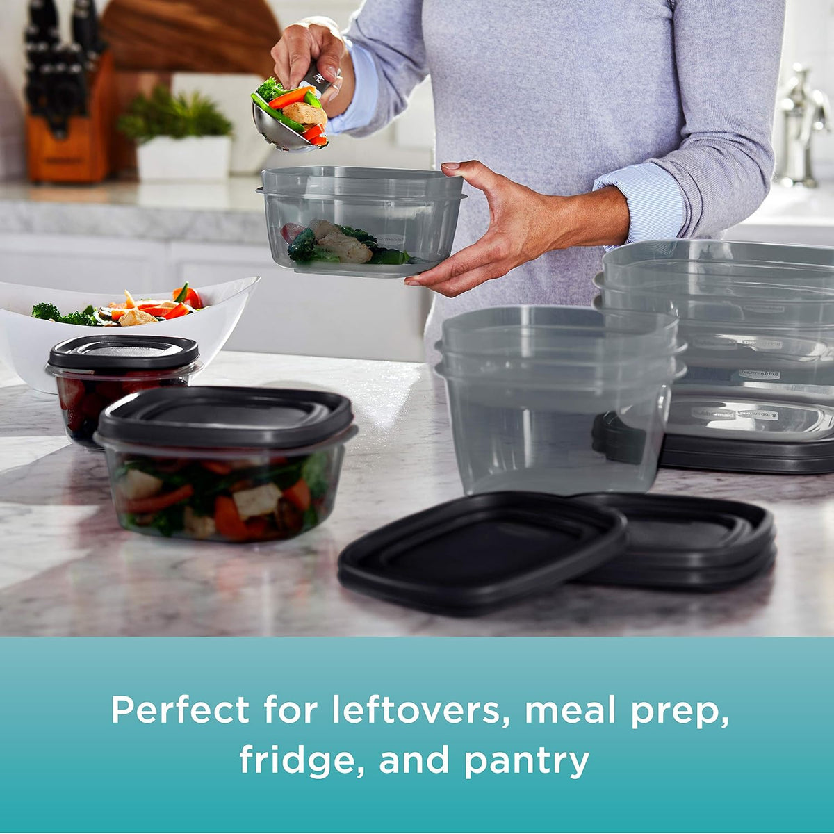 EasyFindLids Food Storage and Organization Containers, 3-Pack, Racer Red, BPA-Free, Microwave & Dishwasher Safe