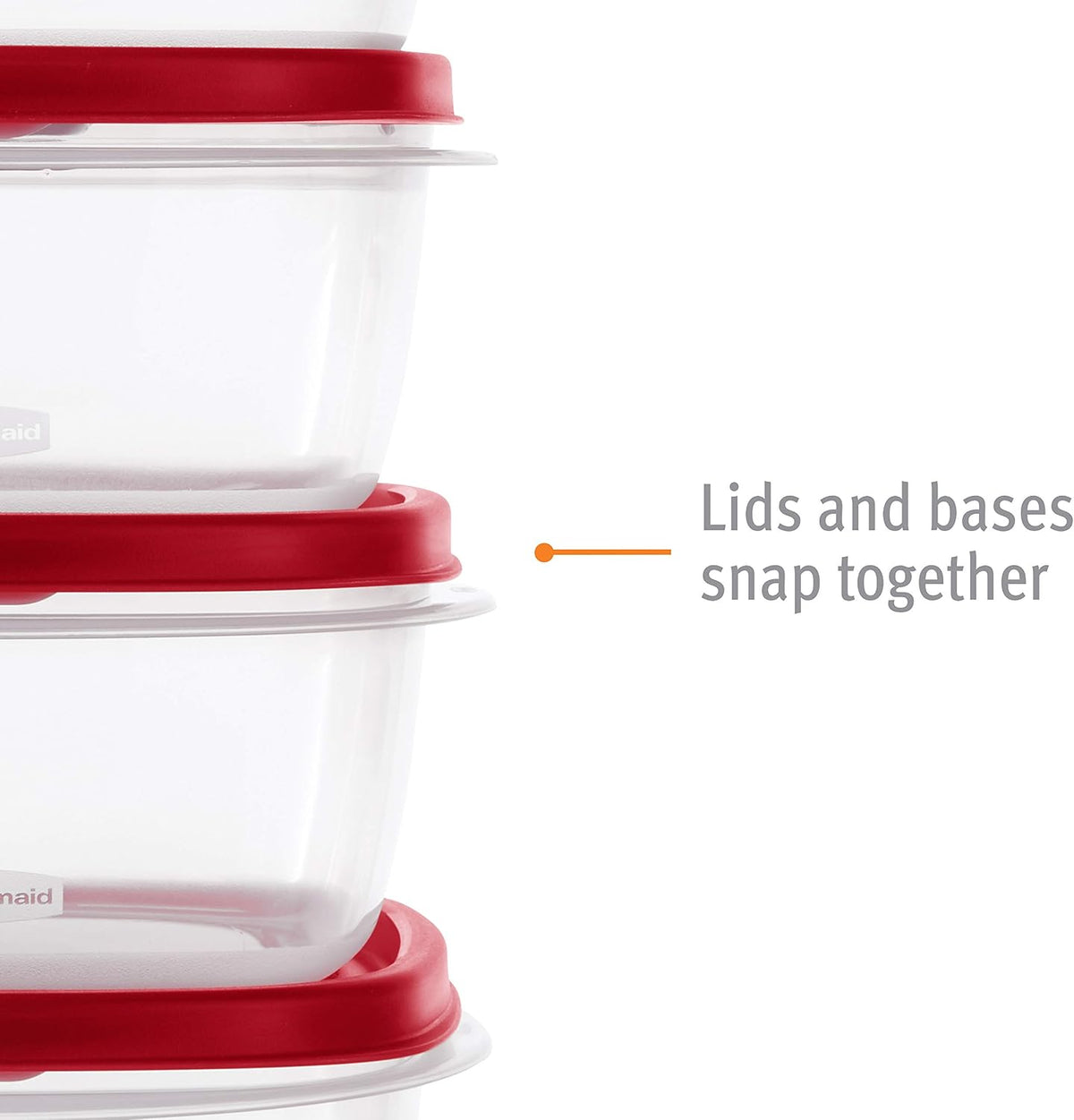 EasyFindLids Food Storage and Organization Containers, 3-Pack, Racer Red, BPA-Free, Microwave & Dishwasher Safe