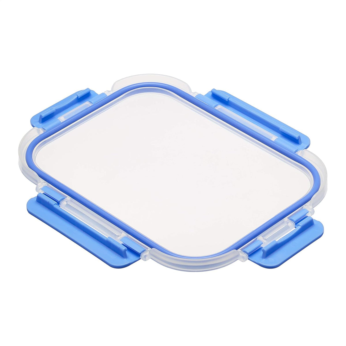 Glass Food Storage Containers, Leak Proof, Oven Safe, Easy to Clean, Stain Resistant, Set of 7, 14 Pieces Including Lids, BPA-Free, Clear with Blue Silicone Ring