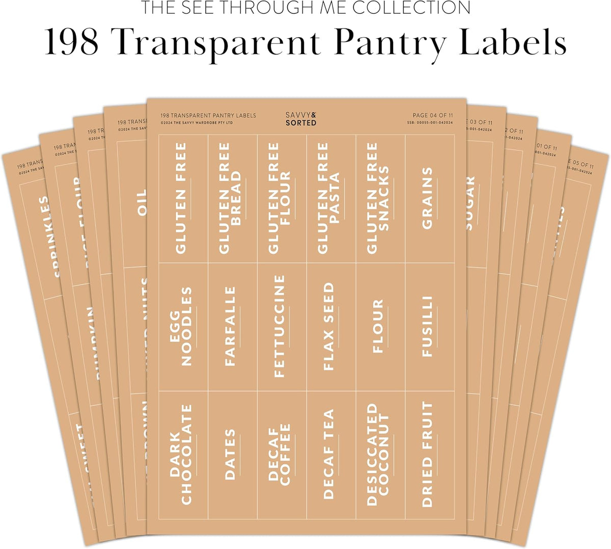 Minimalist Pantry Labels, 180 Waterproof Vinyl Stickers for Food Containers - Kitchen Labels for Organizing Storage Bins, Jars, Kitchen
