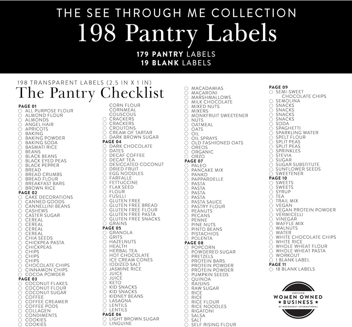 Minimalist Pantry Labels, 180 Waterproof Vinyl Stickers for Food Containers - Kitchen Labels for Organizing Storage Bins, Jars, Kitchen