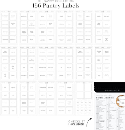 Minimalist Pantry Labels, 180 Waterproof Vinyl Stickers for Food Containers - Kitchen Labels for Organizing Storage Bins, Jars, Kitchen