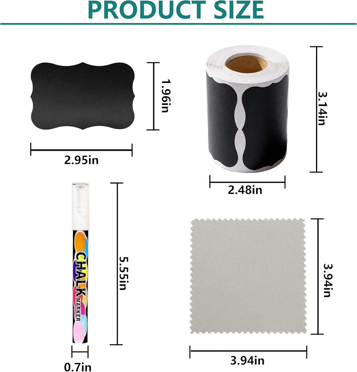 180pcs Chalkboard Labels with 1 Chalk Marker Removable Labels | Erasable Reusable labels for Jars, Craft Rooms,Storage,Pantry Containers and Storage Bin Organize Your Home Kitchen,2x2.95"