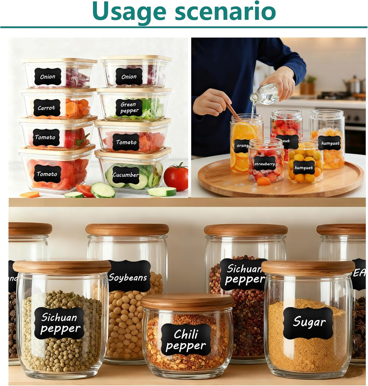 180pcs Chalkboard Labels with 1 Chalk Marker Removable Labels | Erasable Reusable labels for Jars, Craft Rooms,Storage,Pantry Containers and Storage Bin Organize Your Home Kitchen,2x2.95"