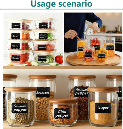 180pcs Chalkboard Labels with 1 Chalk Marker Removable Labels | Erasable Reusable labels for Jars, Craft Rooms,Storage,Pantry Containers and Storage Bin Organize Your Home Kitchen,2x2.95"