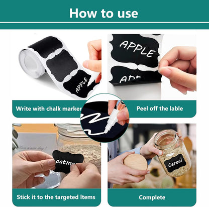 180pcs Chalkboard Labels with 1 Chalk Marker Removable Labels | Erasable Reusable labels for Jars, Craft Rooms,Storage,Pantry Containers and Storage Bin Organize Your Home Kitchen,2x2.95"