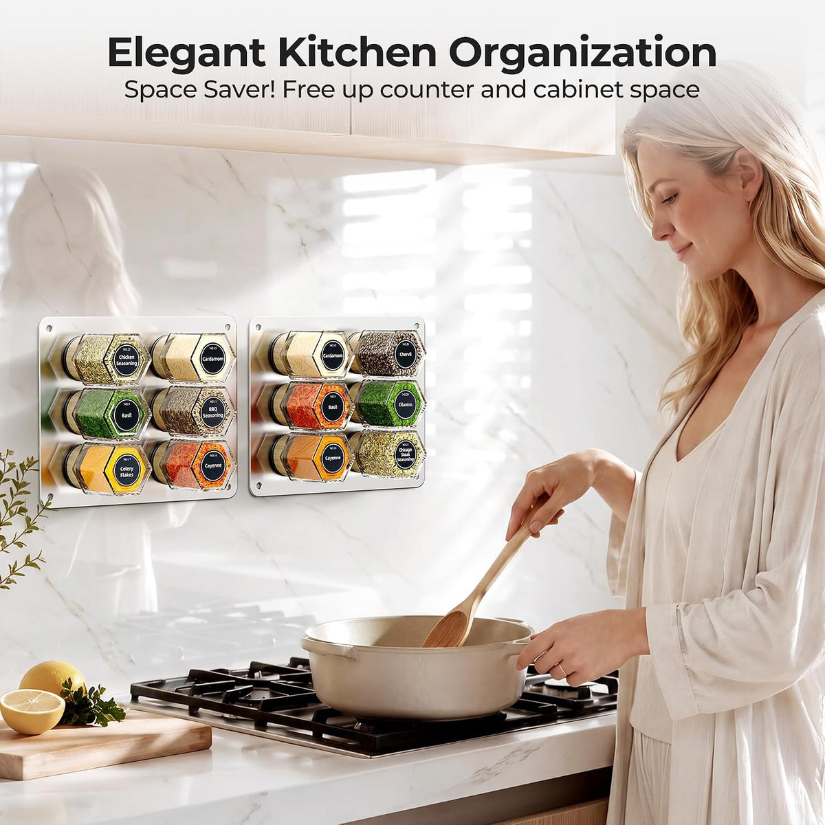 Vetacsion Set of 8 Magnetic Spice Tins with 2 Metal Wall-Plates,120 Preprinted Seasoning Label Stickers,2 Styles for 3 oz Herb Jars