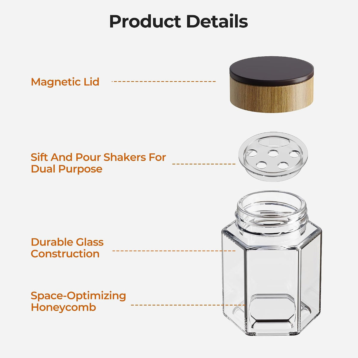 Vetacsion Set of 8 Magnetic Spice Tins with 2 Metal Wall-Plates,120 Preprinted Seasoning Label Stickers,2 Styles for 3 oz Herb Jars