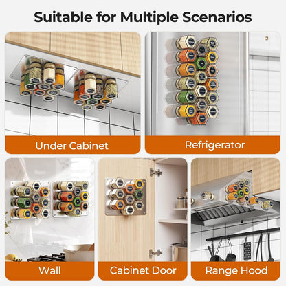 Vetacsion Set of 8 Magnetic Spice Tins with 2 Metal Wall-Plates,120 Preprinted Seasoning Label Stickers,2 Styles for 3 oz Herb Jars