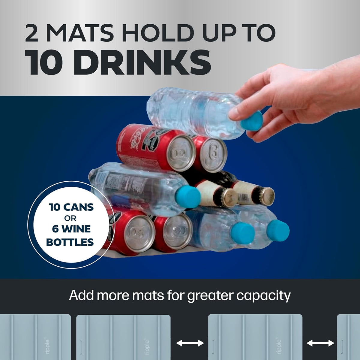2 Pack Drink Organizer for Fridge Modular, Soda Can Refrigerator Organizers and Storage, Beer-Wine-Water Bottle Holder, Durable Non-Slip Anti-Roll