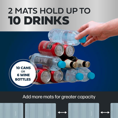 2 Pack Drink Organizer for Fridge Modular, Soda Can Refrigerator Organizers and Storage, Beer-Wine-Water Bottle Holder, Durable Non-Slip Anti-Roll