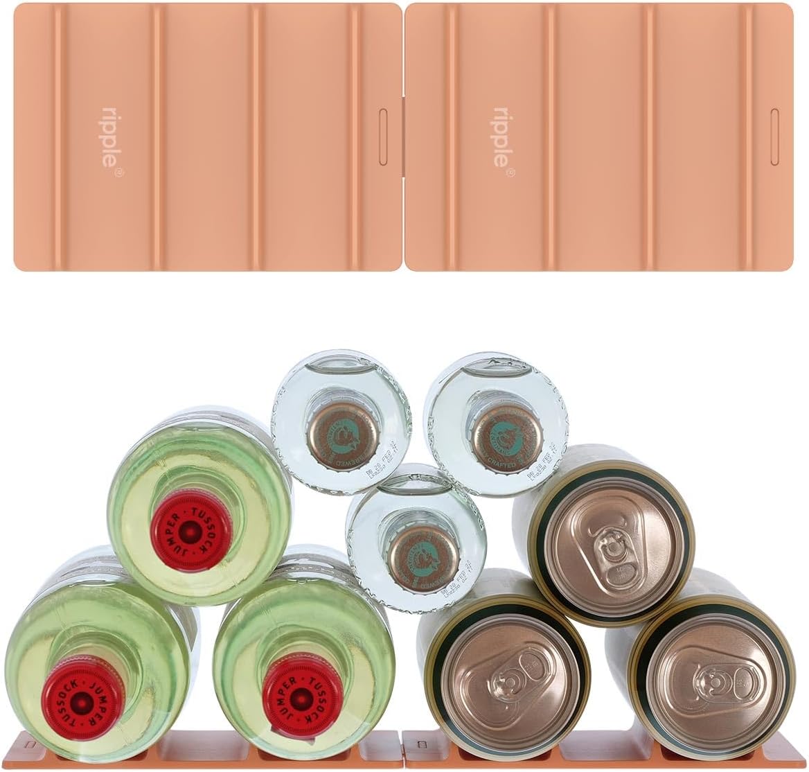 2 Pack Drink Organizer for Fridge Modular, Soda Can Refrigerator Organizers and Storage, Beer-Wine-Water Bottle Holder, Durable Non-Slip Anti-Roll
