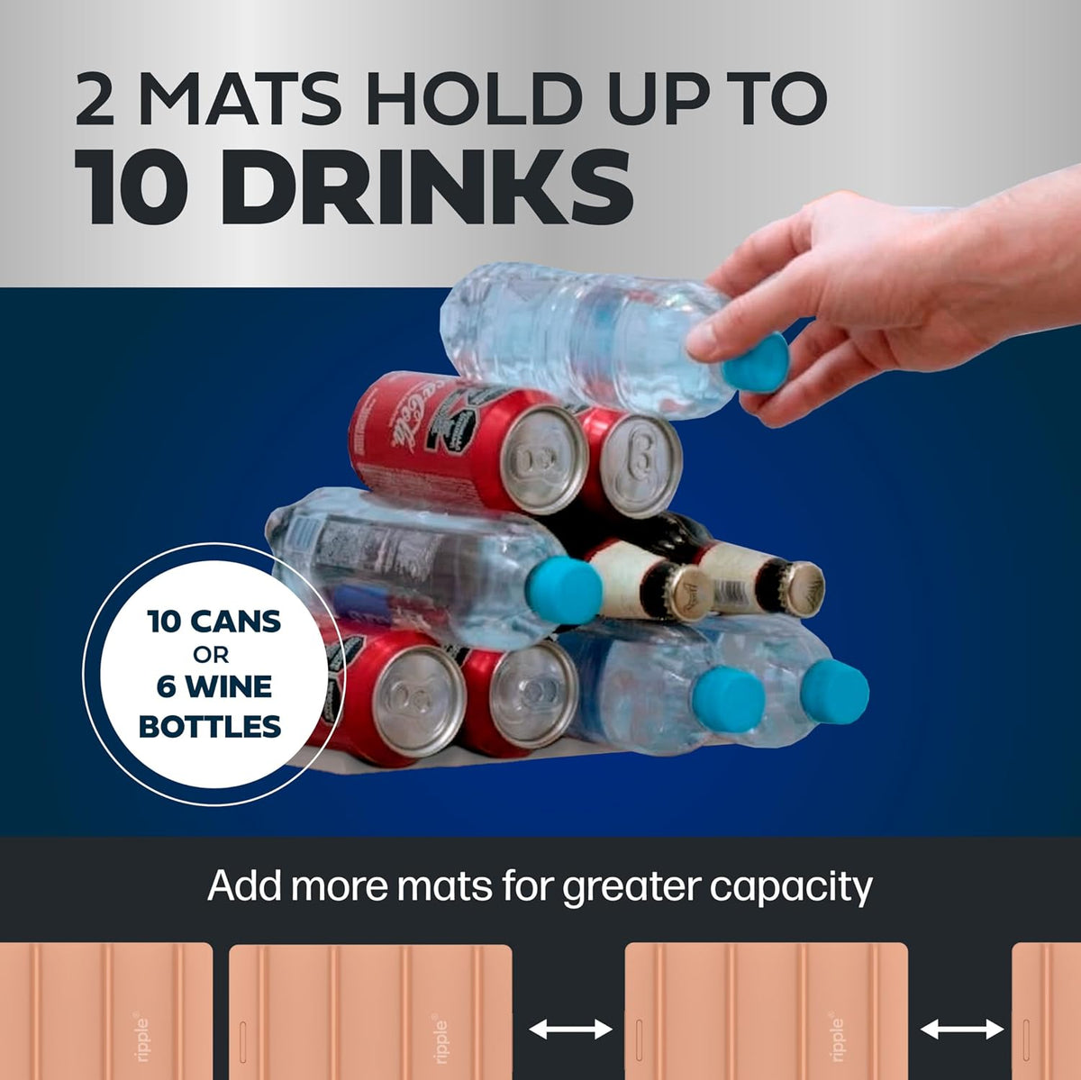 2 Pack Drink Organizer for Fridge Modular, Soda Can Refrigerator Organizers and Storage, Beer-Wine-Water Bottle Holder, Durable Non-Slip Anti-Roll