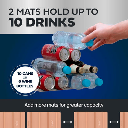 2 Pack Drink Organizer for Fridge Modular, Soda Can Refrigerator Organizers and Storage, Beer-Wine-Water Bottle Holder, Durable Non-Slip Anti-Roll
