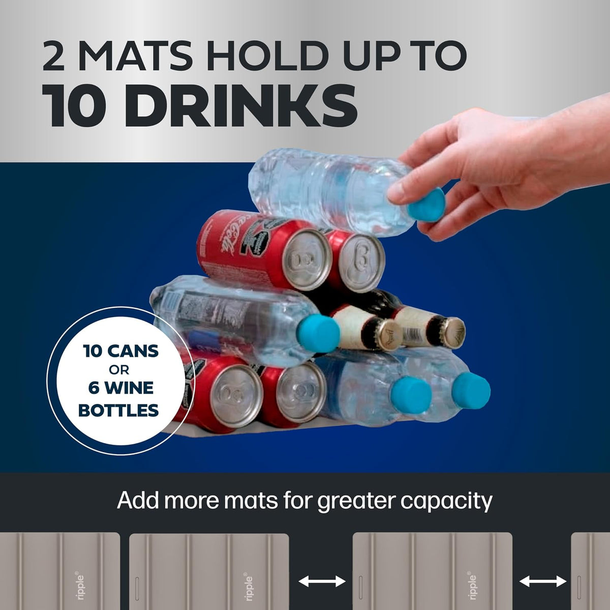 2 Pack Drink Organizer for Fridge Modular, Soda Can Refrigerator Organizers and Storage, Beer-Wine-Water Bottle Holder, Durable Non-Slip Anti-Roll