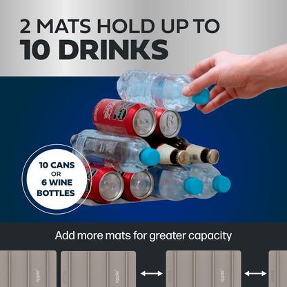 2 Pack Drink Organizer for Fridge Modular, Soda Can Refrigerator Organizers and Storage, Beer-Wine-Water Bottle Holder, Durable Non-Slip Anti-Roll