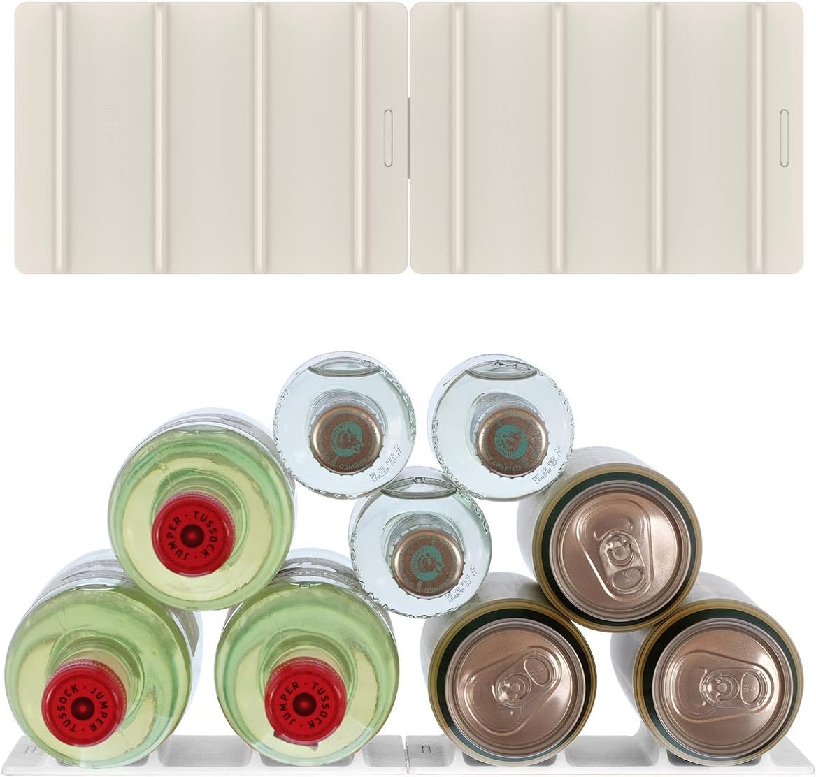 2 Pack Drink Organizer for Fridge Modular, Soda Can Refrigerator Organizers and Storage, Beer-Wine-Water Bottle Holder, Durable Non-Slip Anti-Roll