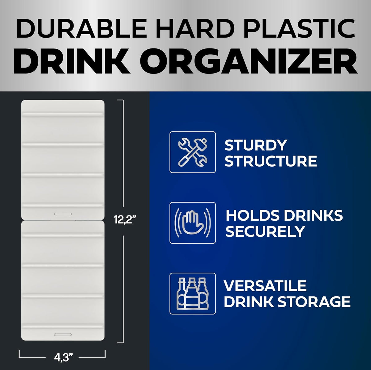 2 Pack Drink Organizer for Fridge Modular, Soda Can Refrigerator Organizers and Storage, Beer-Wine-Water Bottle Holder, Durable Non-Slip Anti-Roll