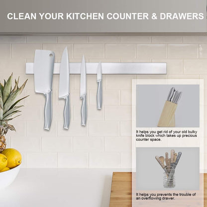 12 Inch Magnetic Knife Holder for Wall, Stainless Steel Knife Strip