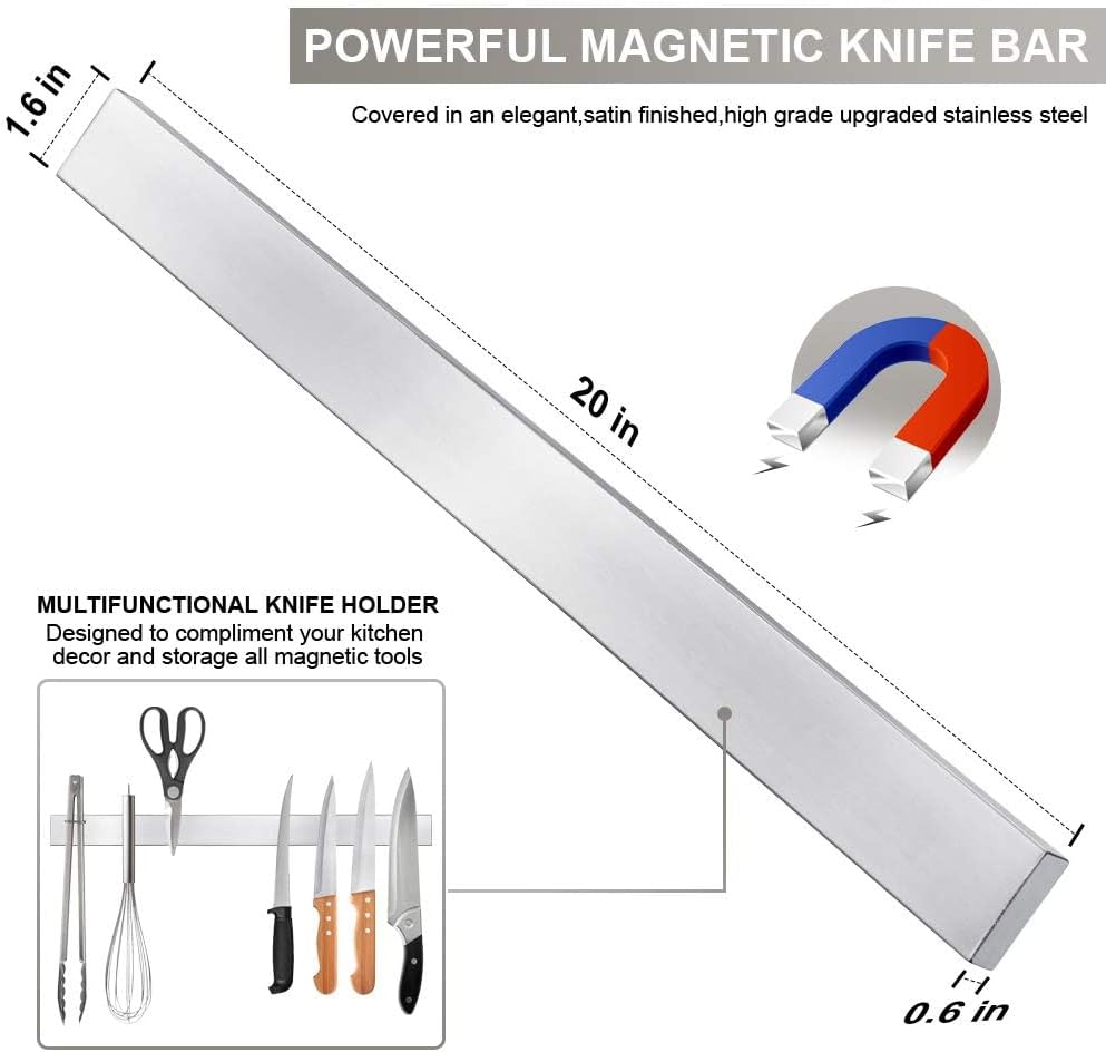 12 Inch Magnetic Knife Holder for Wall, Stainless Steel Knife Strip