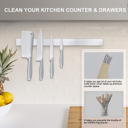 12 Inch Magnetic Knife Holder for Wall, Stainless Steel Knife Strip